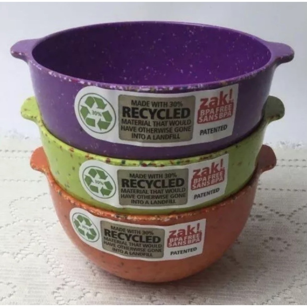 Zak Design 3 Confetti Plastic Melamine Mixing Bowl Sprinkle purple green orange